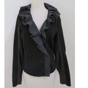 SPORTMAX CODE ruffle collar denim & wool jacket